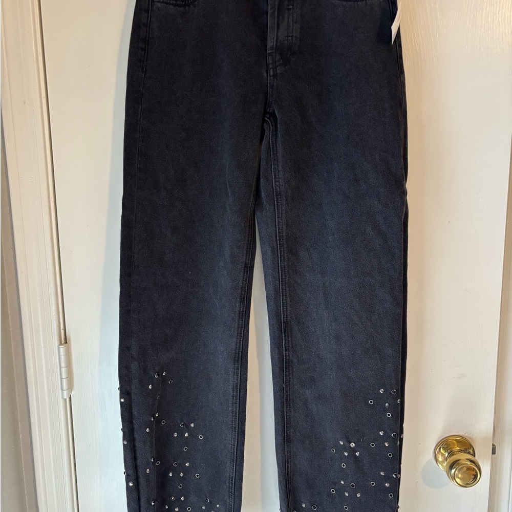 Hudson/Rosie High Rise Wide Leg Ankle Jeans.
